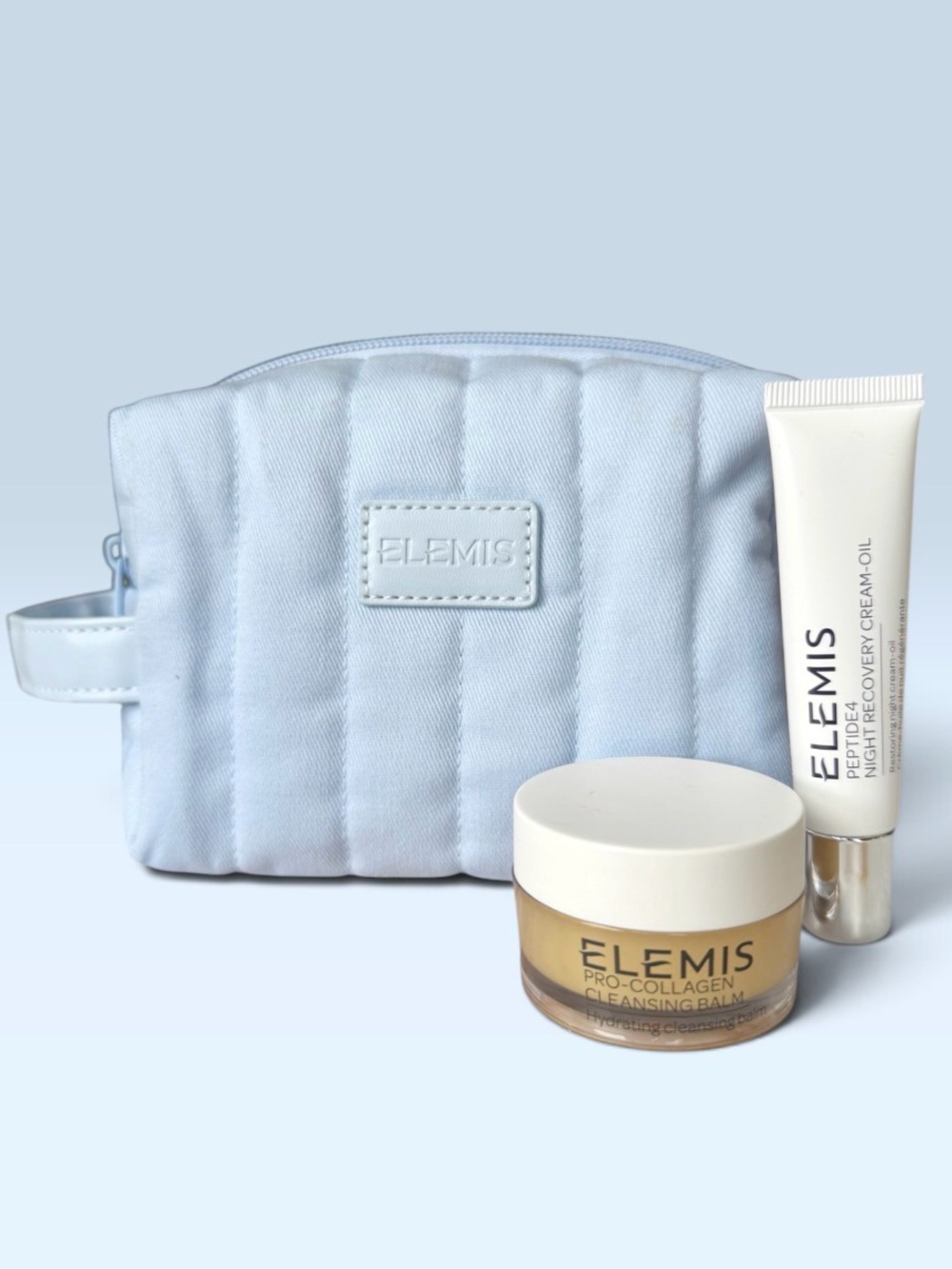 Elemis Peptide4 Night Recovery Cream-Oil Pro-Collagen Cleansing Balm Makeup Bag